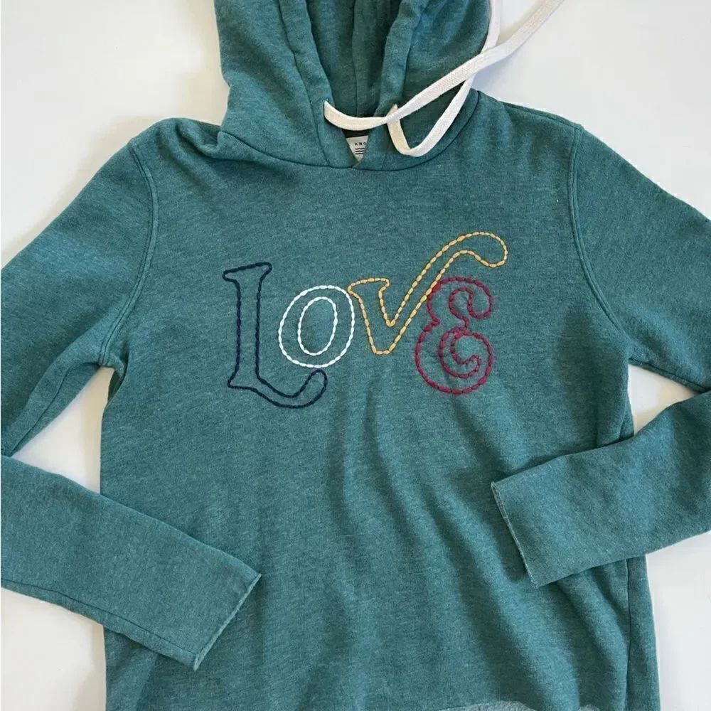 Anthropologie Sol Los Angeles Love Cropped Hoodie XS Petite